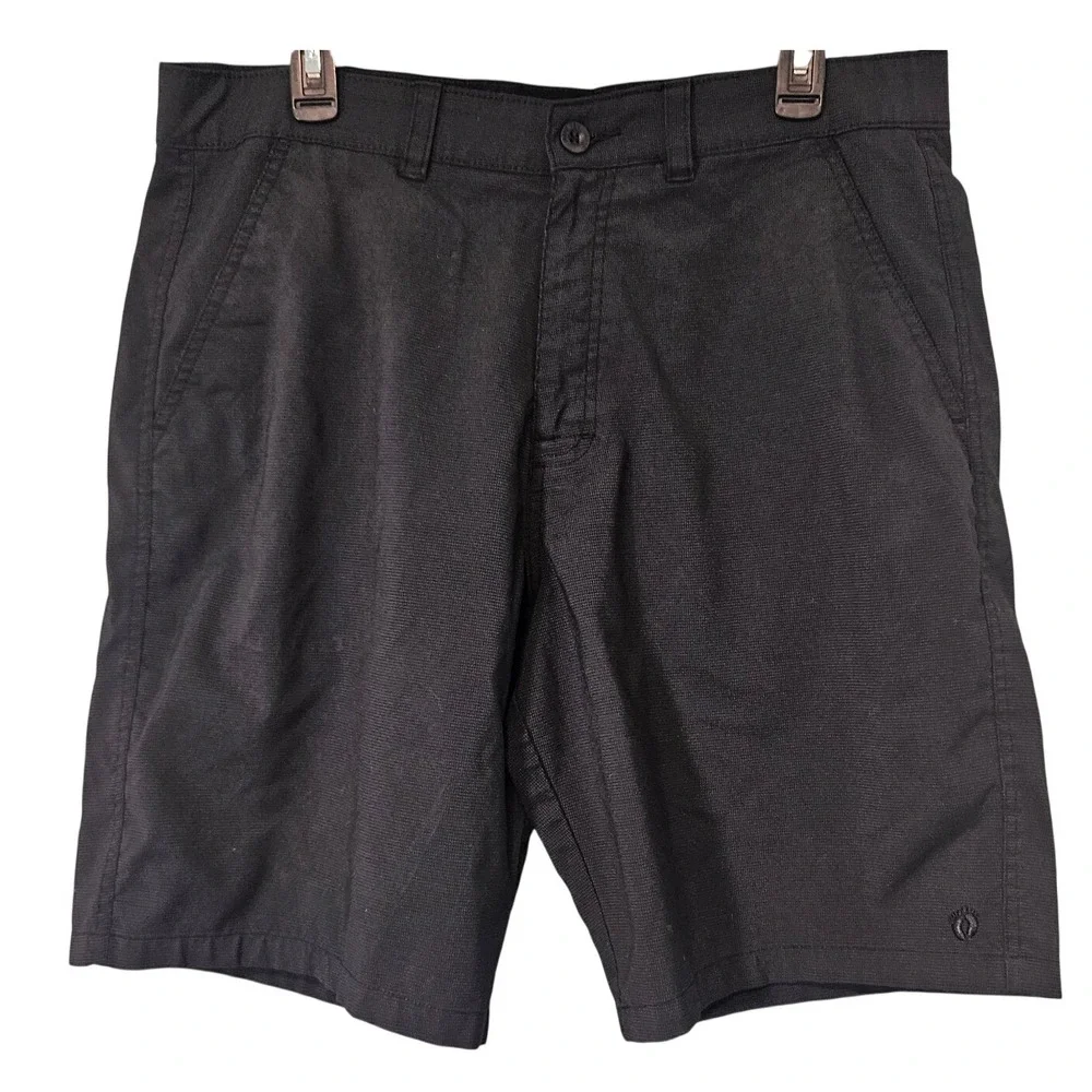 Hang Ten Mens Black Hybrid Walk Shorts Size 36 Textured Stretch Surf Casual